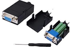 SinLoon VGA DB15 Solderless Connector 3+9 D-SUB 15 Pin VGA 3 Row Breakout Board Adaptor with Case+Screwdriver(2-Pack Fmale)