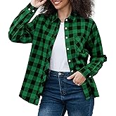 SANGTREE Womens and Girls Long Sleeve Flannel Shirt Casual Button Down Plaid Shirts, 3 Months - Adult 2XL