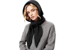 Pleneal Winter Hats for Women, Warm Hooded Cover Ears Hat with Knit Scarf for Women Balaclava Beanie Hat