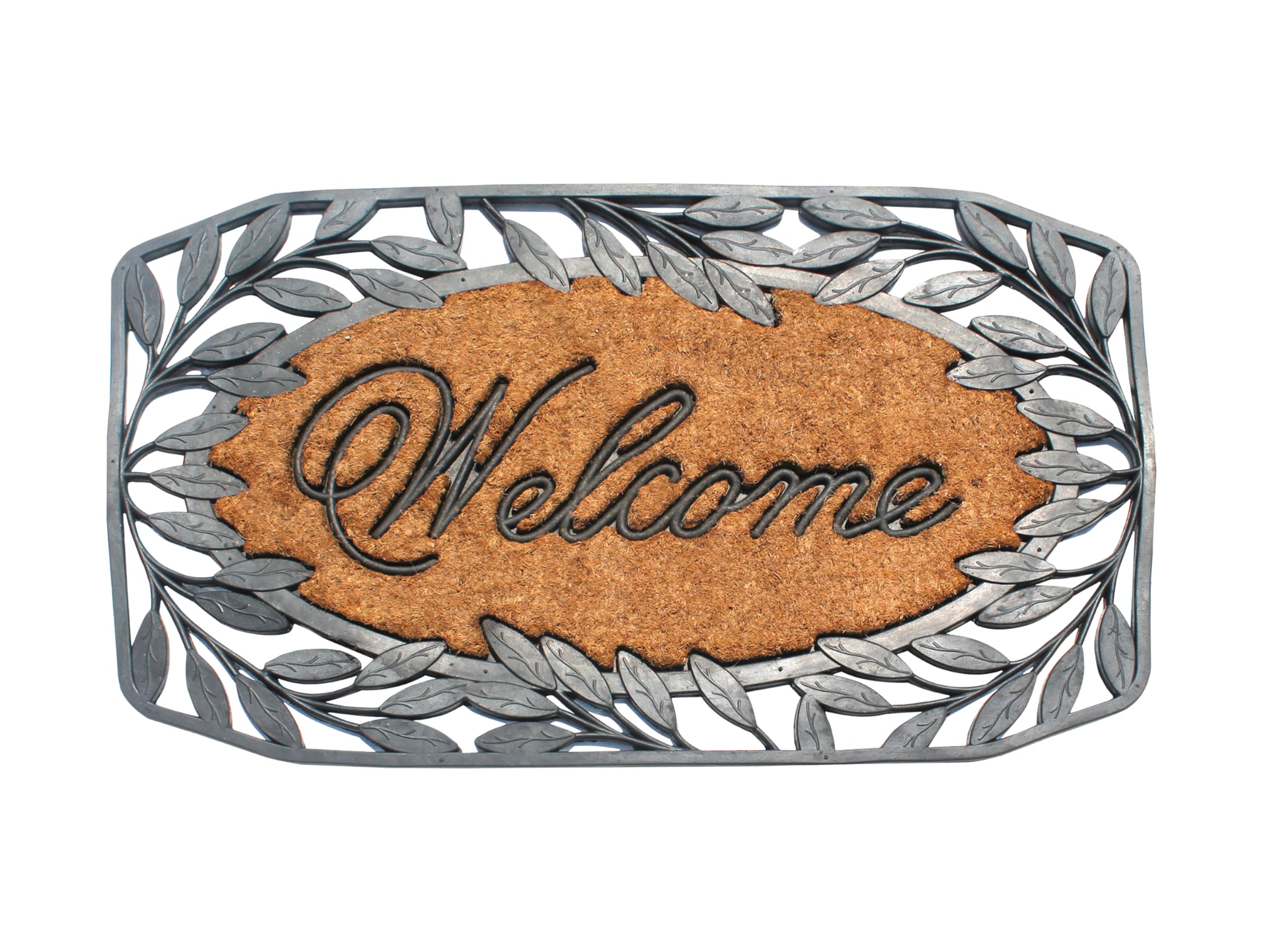 A1 Home Collections Natural Coir and Rubber Door Mat, 23" x 38", Thick Durable Doormats for Indoor Outdoor Entrance, Heavy Duty, Thin Profile Door Mat, Easy to Clean, Front Door Entry Doormat Image