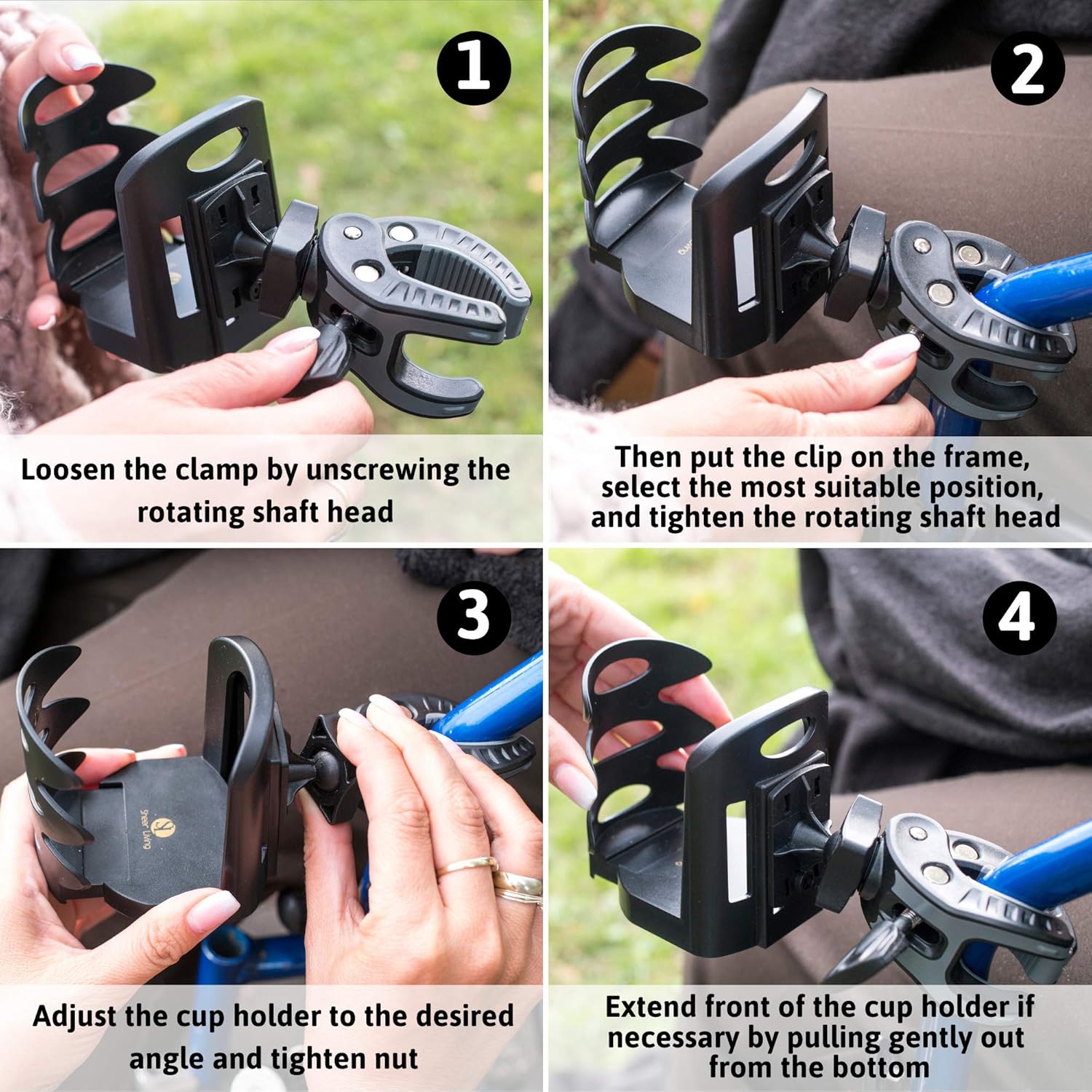 Sheer Living Wheelchair Cup Holder, Clip On Cup Holder for Walker, Rollator Cup Holder, Portable Universal Cup Holder for Chair, Mobility Scooter, Power Chair Cup Holder, Walker Cup Holder, No Tools: Health & Personal Care