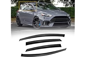 CMVT Auto Window Visors for Ford Focus 2012-2018 Sedan & Hatchback, Rain Guards Shields Vent Shade Deflector Dark Smoke 2013 2014 2015 2016 2017, Tape-On, 4PCS