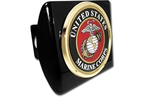 Elektroplate Officially Licensed U.S. Marine Corps Eagle Crest All Metal Black Hitch Cover for Trucks and SUVs | Fits Standard 2" Trailer Hitch Receivers | Premium Weatherproof