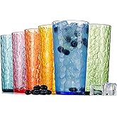 KOXIN-KARLU Hammered 24-ounce Plastic Tumbler Acrylic Glasses Drinking Cups, set of 6 Multicolor