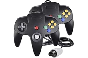BURCICA Classic 64 Wired Controller Joystick for N64 Game System N64 Console (2Packs, Black)