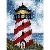 LUBOT Lighthouse Latch Hook Kits Rug Making Kits DIY for Kids/Adults Needle Craft with Printed Canvas Pattern 21" X 15"