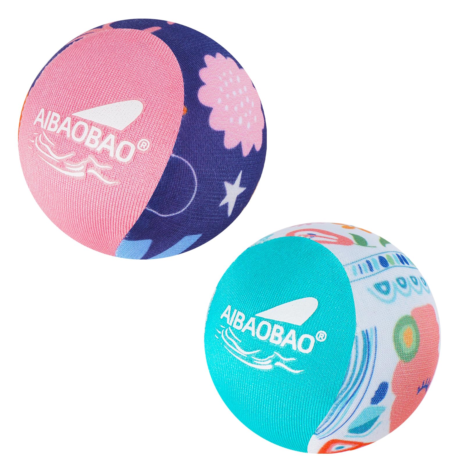 AIBAOBAO 2 Water Ball, Water Skim Balls 5.5CM, Beach & Swimming Pool Balls Toys for All Ages Adults on Summer Family Holiday, Jump Water Bounce Ball Abstract Print with Mesh Bag for Beach, Pool Games