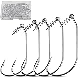 Twistlock Fishing Hooks - 50pcs Bass Fishing Worm