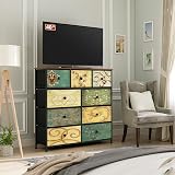 LYNCOHOME Green Fabric Chest of Drawers 9 Drawers Bedroom Storage Unit view 2