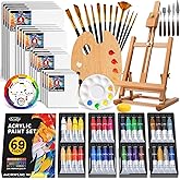 ARTALLY Acrylic Paint Set for Adults & Kids, 69 Pcs Canvas Painting Kits, 32 Colors Acrylic Paint (22ML),Table Easel,Brushes,Canvas, Art Painting Supplies Kit for Students,Artists,Beginners