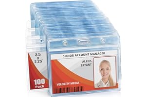 Mifflin-USA Horizontal ID Name Badge Holder (Clear, 3.5x2.25 Inches, 100 Pack), Waterproof and Resealable Plastic Card Holders