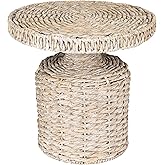 Bloomingville Hand-Woven Water Hyacinth Table, Whitewashed