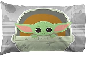 Jay Franco Star Wars The Mandalorian The Cutest Bounty 1 Pack Pillowcase - Double-Sided Kids Super Soft Bedding - Features The Child Baby Yoda Grogu