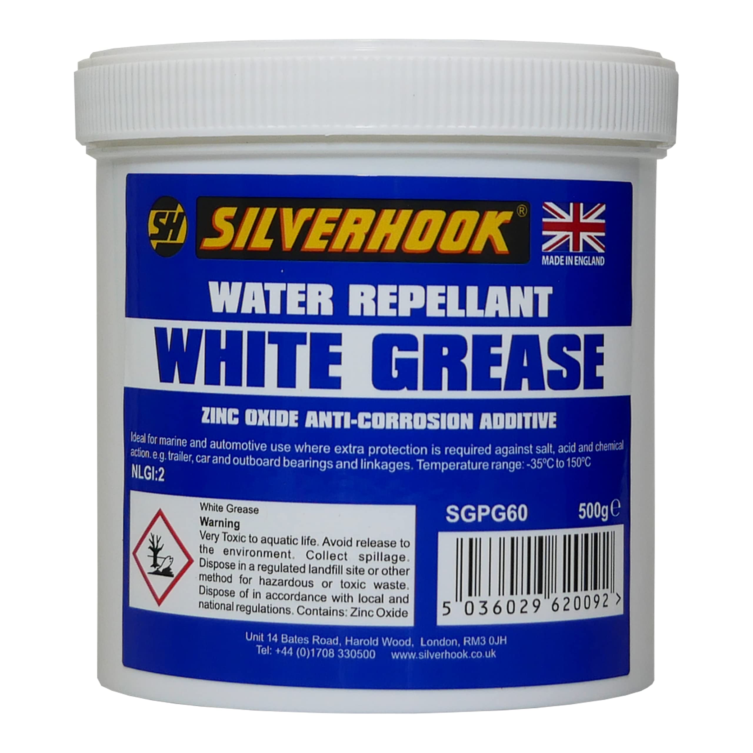 White Grease Water Repellent With Zinc Oxide For Auto & Marine Use 500g Tin