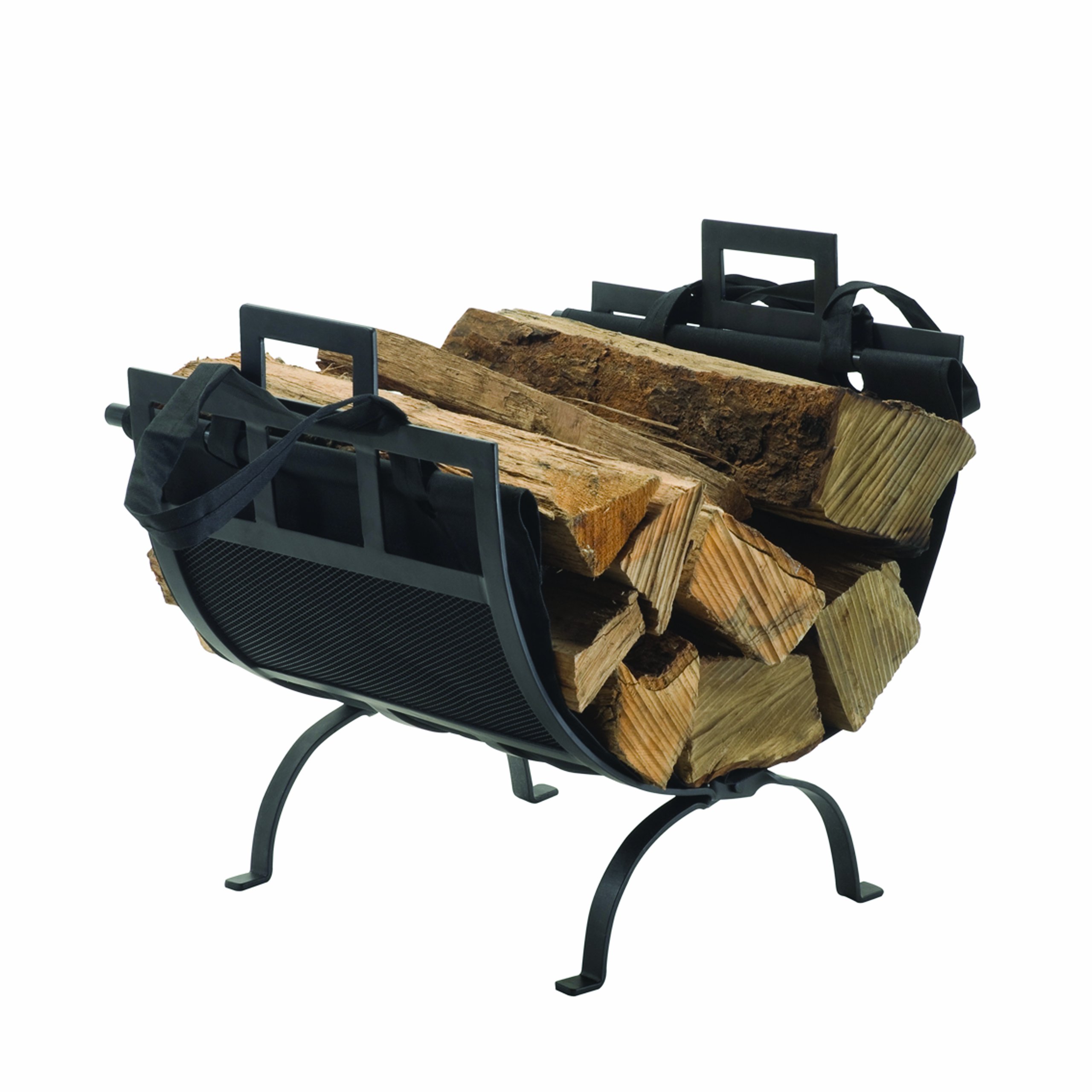Pleasant Hearth Log Holder with Canvas Tote Carrier Black Free Shipping