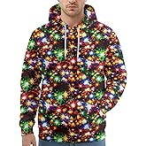 HIVICHI Graphic Hoodies for Men Funny 3D Print Cool Designed Novelty Fashion Pullover Hooded Sweatshirt