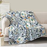 Money Blanket 100 Dollar Bills Print Gifts for Men Boys Women Kids Birthday Christmas Valentine Presents for Dad Mom Husband Wife Teens Wealth Theme Decor Bedroom Living Room Soft Cozy Throws 60"x50"