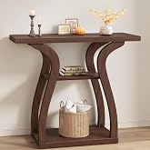 Tajsoon 3-Tier Farmhouse Console Table for Entryway 31.5", Walnut | Narrow Entryway Table with Storage, Rusitc Sofa Table behind Couch, Wooden Console Table for Living Room, Hallway, Foyer