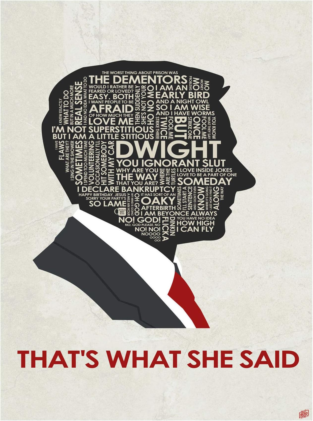 The Office. Michael Scott. That's What She Said Giclee Art Print Poster from Typography Drawing by Pop Artist 9" x 12"
