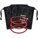 Landical 3 Pcs Kabbalah Red String Bracelet Handmade Red Cord Bracelet Adjustable String Amulet with 3 Pcs Velvet Jewelry Bags for Women Men for Protection, Evil Eye and Good Luck