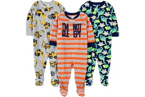 Simple Joys by Carter's Toddlers and Baby Boys' Loose-Fit Flame Resistant Fleece Footed Pajamas, Pack of 3