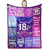 AISDE 18 Year Old Girl Birthday Gifts Blanket 60"X50", Gifts for 18 Years Old Girls, Presents for Girls, Birthday Presents for Teenage Party Decor Kids Blanket