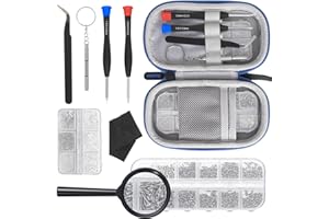 Eyeglass Repair Kit with Screws, Eye Glass Repairing Kit include Nose Pads, Small Screwdriver, Magnifier, Tweezer for Eyeglas