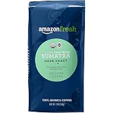 Amazon Fresh Organic Fair Trade Sumatra Ground Coffee, Dark Roast, 12 Ounce