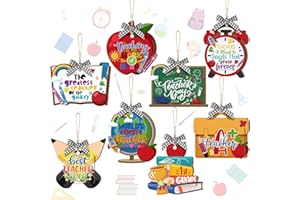 Talltalk 8 Pcs Teacher Appreciation Gift Clip Greeting Card Holder Thank You Teacher Christmas Tree Ornament Teachers Gifts for Graduation Retirement for Classroom Decoration
