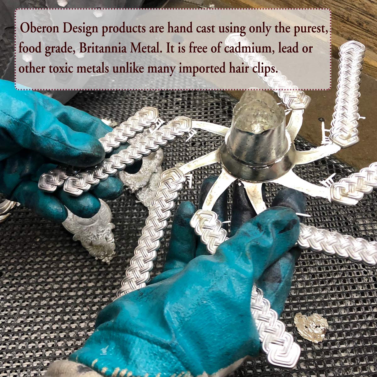 Dogwood Hair Clip, Large Hand Crafted Metal Barrette Made in the USA with an 80mm Imported French Clip by Oberon Design : Beauty