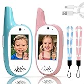 Upgrated Video Walkie Talkies for Kids, Kids Walkie Talkies 2 Pack with Voice Changer, Outdoor Toys for Family Games, Outside, Adventure, Camping, Hiking for Boys Girls Ages 3-12
