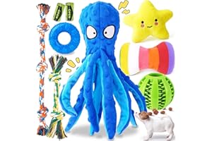 KIPRITII 9-Pack Interactive Puppy Dog Toys for Small Dogs No-Stuffing Squeaky Octopus-Shaped Toy, Cute Plush & Engaging Chew 