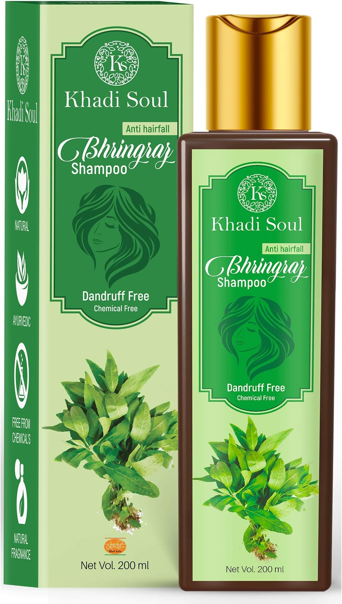 Khadi Soul Bhringraj Shampoo|Anti-Hairfall & Hair Growth, 200 ml