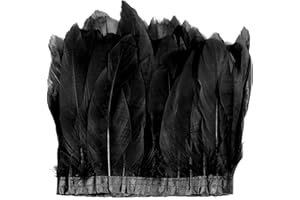 MAOFENG 2 Yards Natural Fluffiness Goose Feathers Trim Sewing Fringe 4-6inch For DIY Handicrafts Costumes Decoration,Black