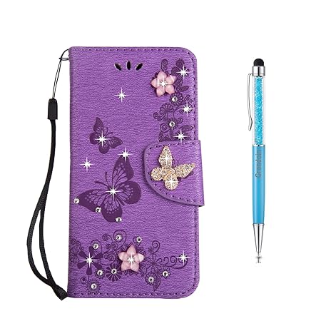 Grandoin Galaxy S7 Edge Hülle, Bling Glitzer Glitter Handyhülle im Brieftasche-Stil für Samsung Galaxy S7 Edge Handytasche PU