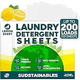 Sudstainables Laundry Detergent Sheets, Lemon, 200 Loads | Concentrated detergent sheets with fresh lemon scent for all washing machines and travel use.