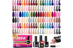 MEFA 46 Pcs Gel Nail Polish Set, 42 Colors All Seasons Gel Polish Set Colorful Begginer Kit Kit with Base Coat & Glossy/Matte Top Coat, Nail Art Manicure Salon DIY Gifts for Girls