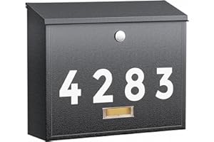 LAND·VOI Locking Wall-Mount Mailbox for Outside, with 4 Keys, Galvanized Steel Rustproof Metal Postbox, 4" Dx13.8 Wx11.2 H, Includes 3 Sets of Mailbox Numbers, Nameplate, Black, AMB33B