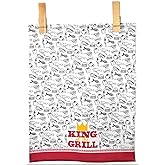 LoveVivid 100% Cotton Printed Kitchen Dish Towel, 21" x 28", King of The Grill BBQ Theme