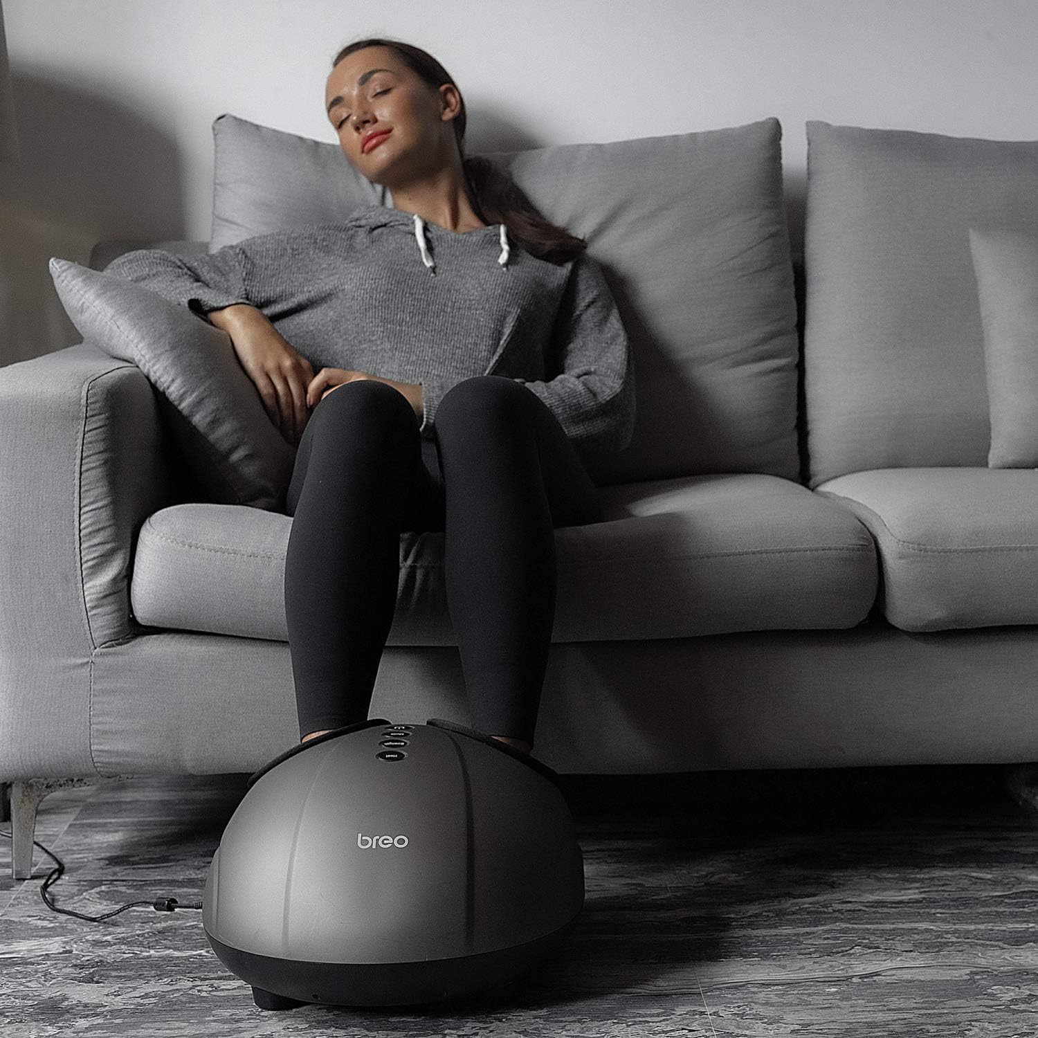 Breo Foot Massager with Heat, Deep Rolling Kneading Therapy Massage Air Compression, Relieve Foot Pain for Up to Size 11: Health & Personal Care