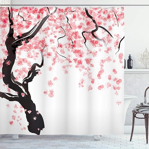 Amazon Com Ambesonne Floral Shower Curtain Dogwood Tree Blossom