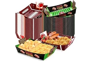 Dreamtop Football Party Supplies Kit, 36Pcs Large Football Paper Food Tray, Disposable Football Party Serving Trays Bowls for Hot Dog Fries Football Birthday Party Decorations