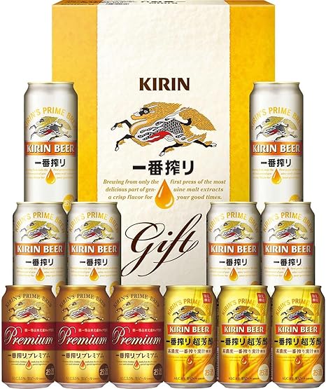 Amazon Co Jp お中元 ビール ギフト 一番搾り3種飲みくらべセット プレミアム入り K Ipc3 350ml 10本 500ml 2本 ギフトbox入り 食品 飲料 お酒