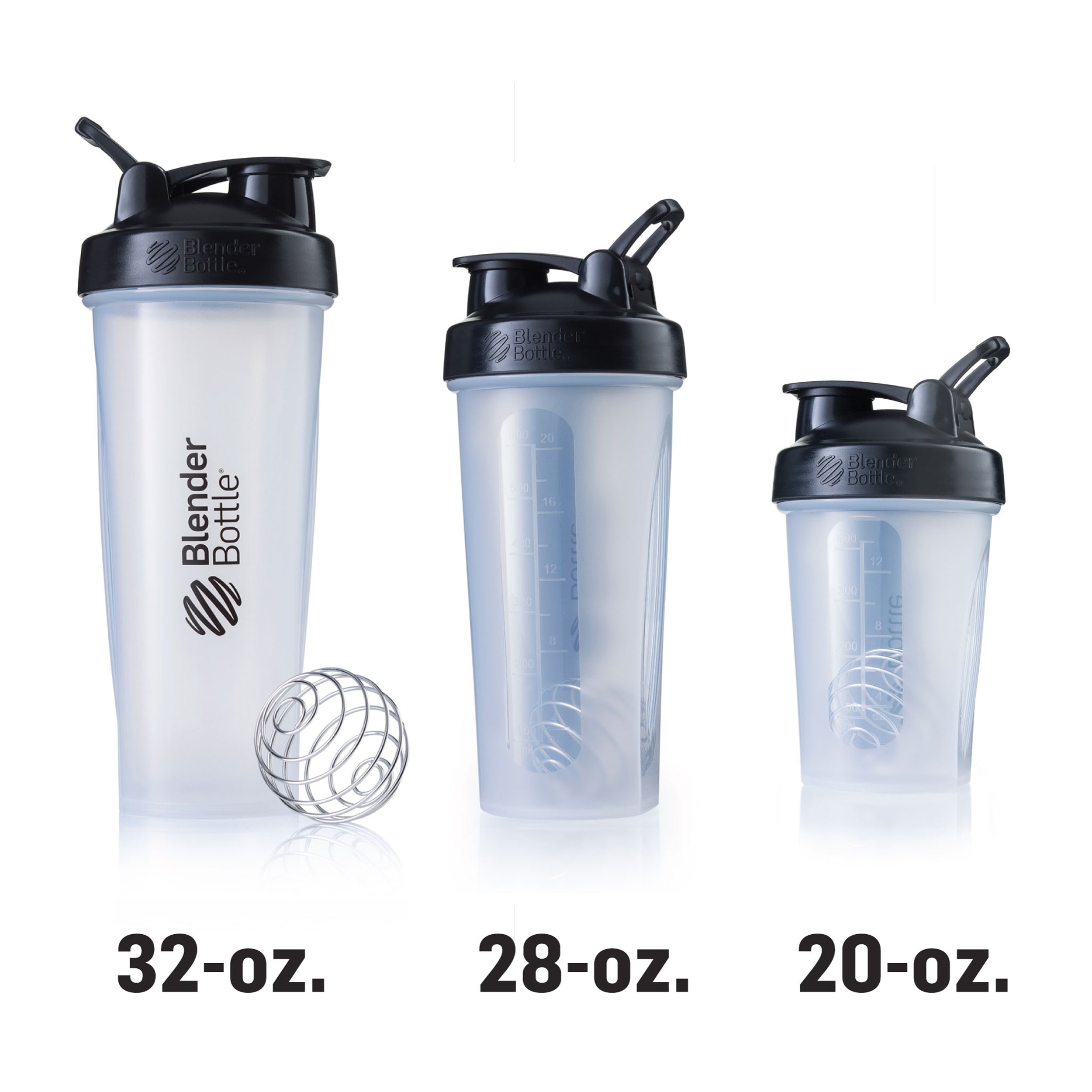 BlenderBottle Classic Loop Top Shaker Bottle, 28Ounce, Clear/Black