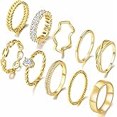 PLOMFOV Gold Plated Stackable Rings - Wedding Bands & Eternity Rings, Dainty 14K Gold Plated, Thin & Simple, Trendy Thumb Stacking Ring Pack (Size 12/11/10/9/8/7/6/5/4)