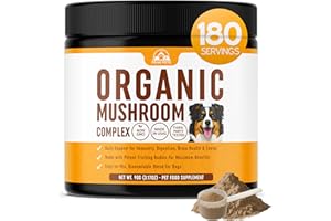 PEAK PETS Mushroom Supplement Powder for Dogs (90g) Organic Mushroom Complex with Turkey Tail and Lions Mane for Dogs - Immune Support, Brain Health and Digestion - Third Party Tested, Non-GMO and Made in USA