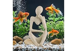 LIYAOLI Fish Aquarium Decor Ornaments Minimalist Sandstone Thinker Statue Fish Tank Decorations Small Accessories Resin Abstract Home Decor Fish Toy for Betta Cichlid Goldfish Shrimps Hermit Crabs Turtle