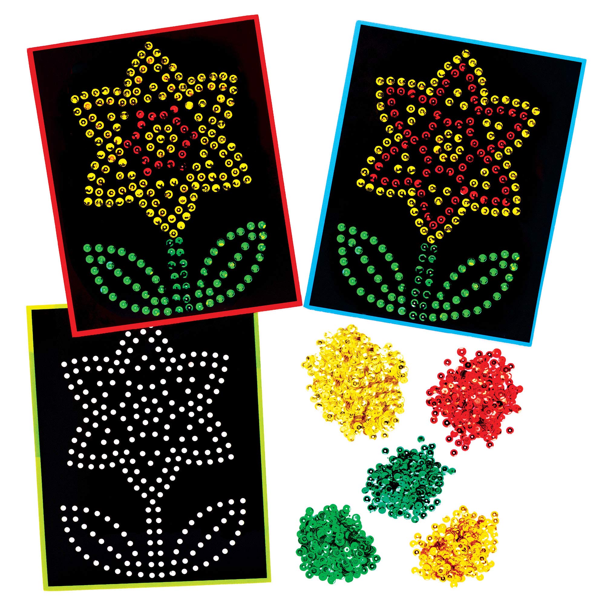 Baker Ross Daffodil Sequin Crafts - Pack of 4, Sequin Art for Kids (AT604)