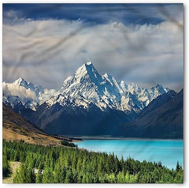 Amazon Com Ambesonne Nature Bandana Mount Cook Pukaki Lake Unisex Head And Neck Tie Clothing