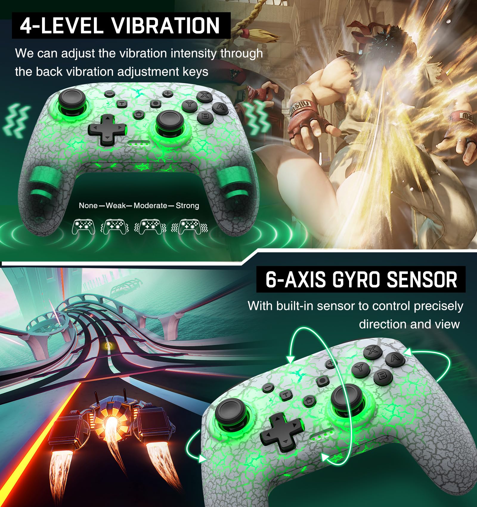 Wireless Switch Controller for Nintendo Switch/Switch 2/Lite/OLED Controller, Switch Controller with a Mouse Touch Feeling on Back Buttons, Extra Switch Pro Controller with Wake-up,Programmable, Turbo Function (White-LED Light)